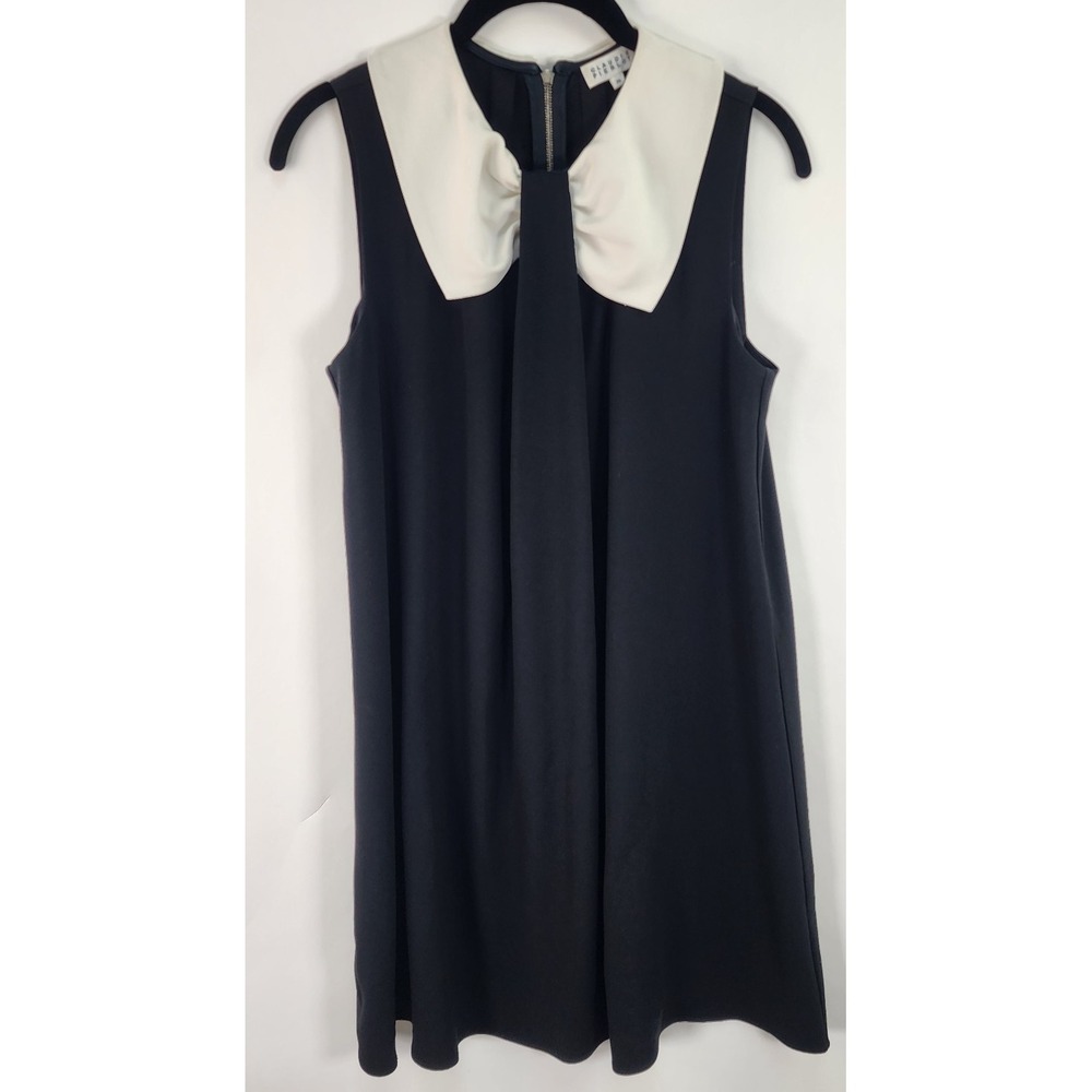 Claudie Pierlot Mini Shift Dress Women's S (4) Black White Peter Pan Collar